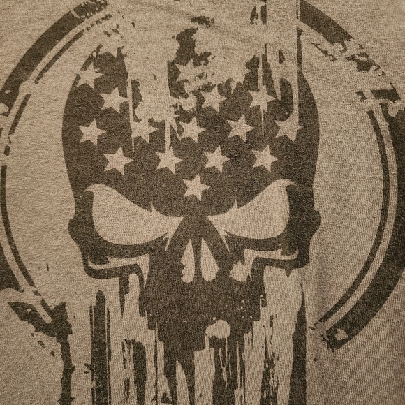 Dion Wear Charcoal gray Flag skull short sleeve shirt Size XXL - Picture 2 of 8